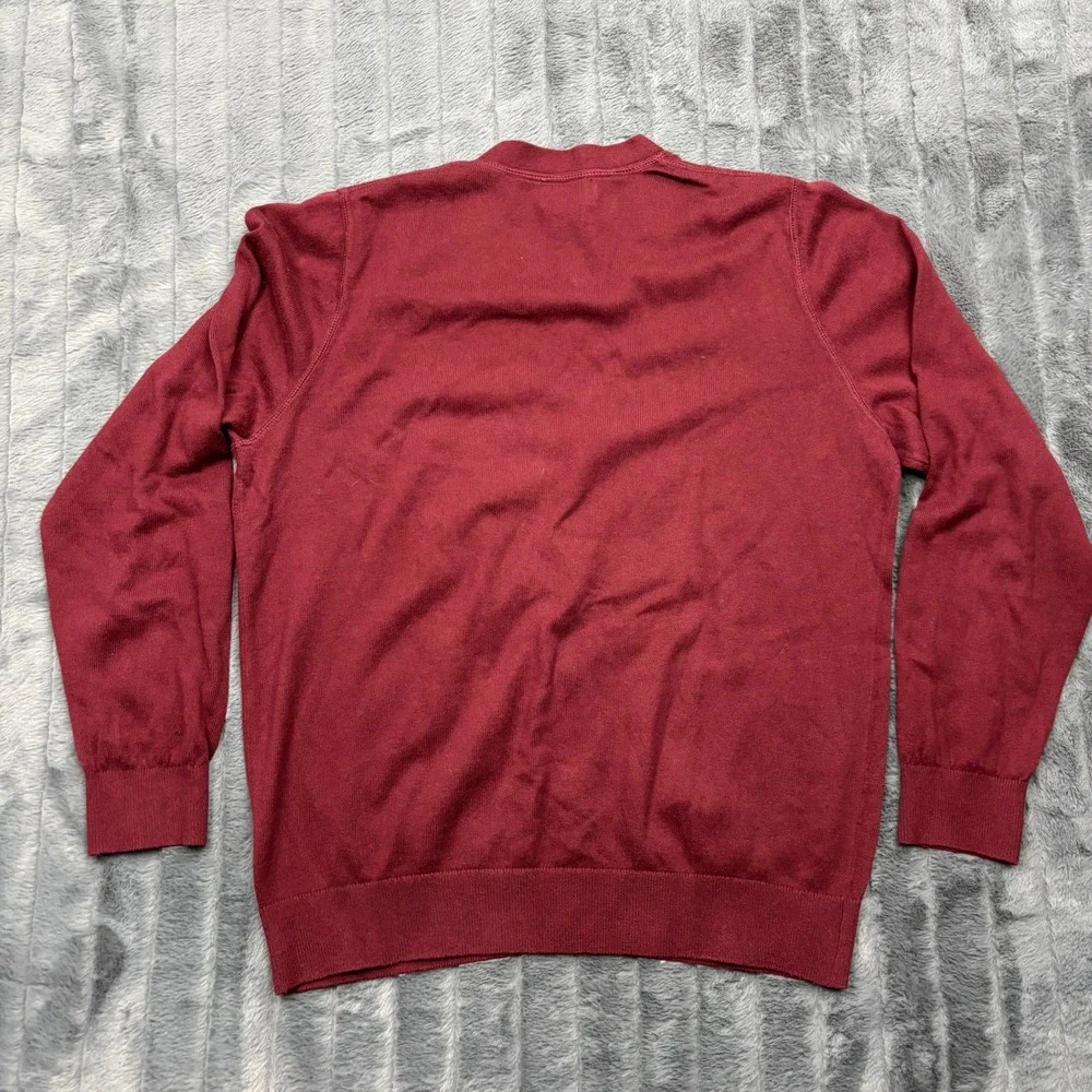 LL Bean Mens Burgundy Cotton Cashmere Cardigan Sweater Medium 287743